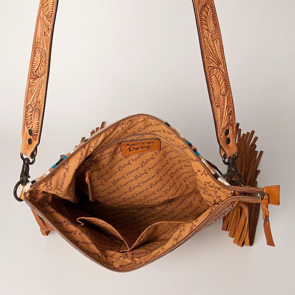 American Darling Hand-Tooled Saddle Blanket Leather Crossbody Bag