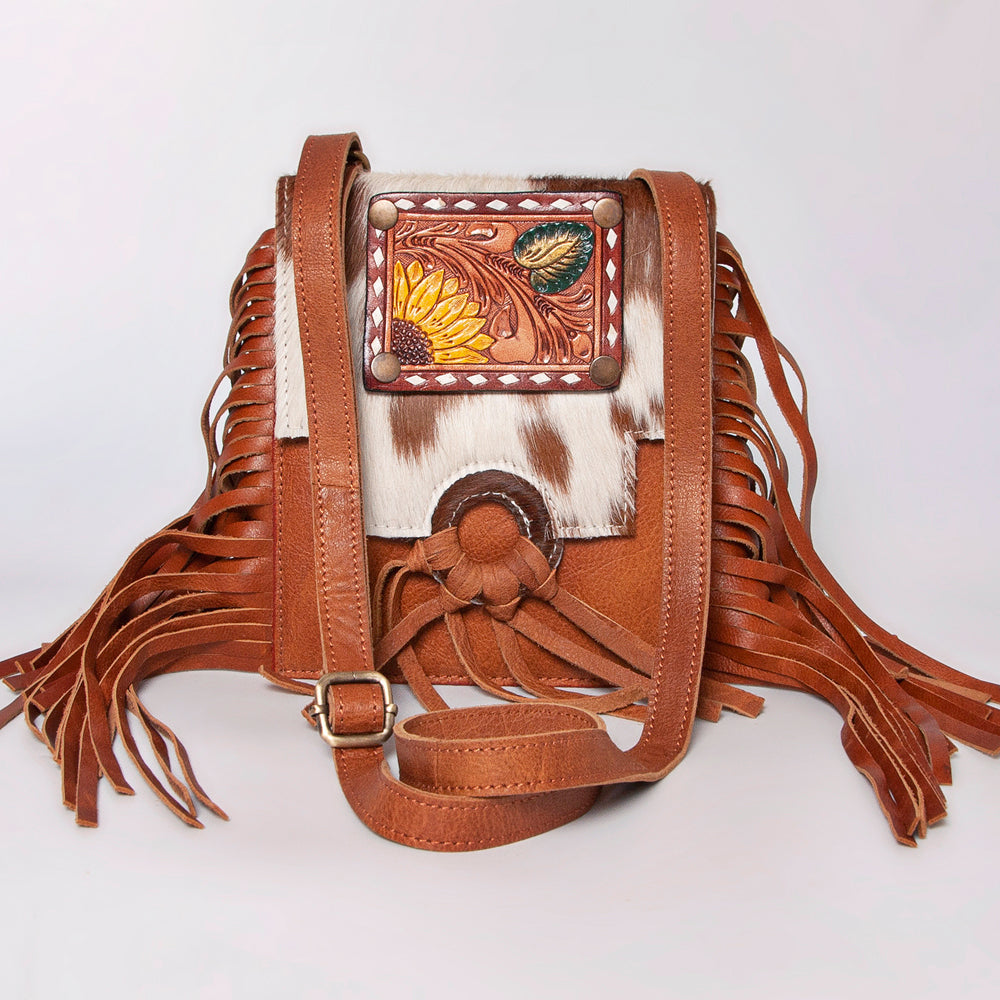 American Darling Crossbody Hand Tooled Hair-On Genuine Leather