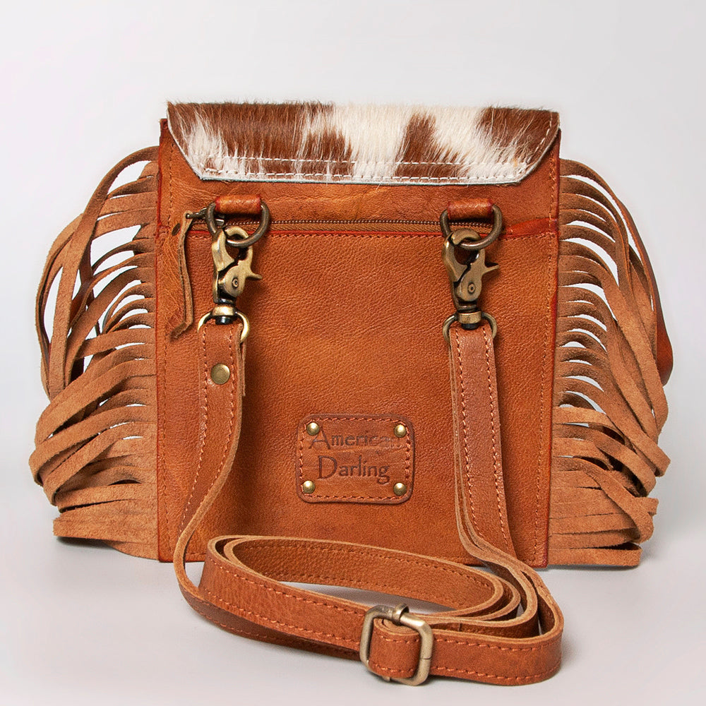 American Darling Crossbody Hand Tooled Hair-On Genuine Leather