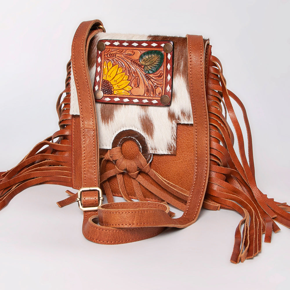 American Darling Crossbody Hand Tooled Hair-On Genuine Leather