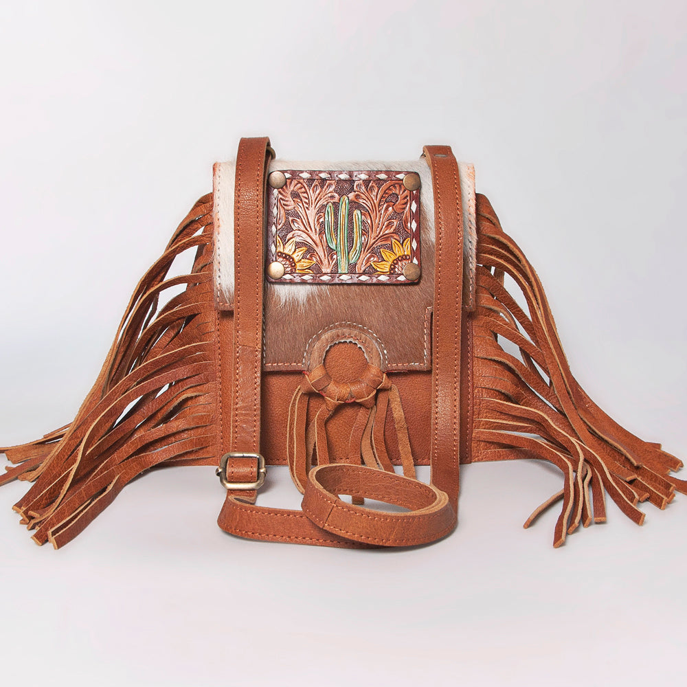 American Darling Crossbody Hand Tooled Hair-On Genuine Leather
