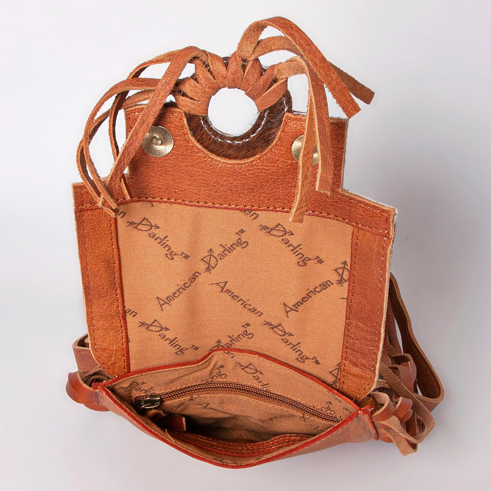 American Darling Crossbody Hand Tooled Hair-On Genuine Leather