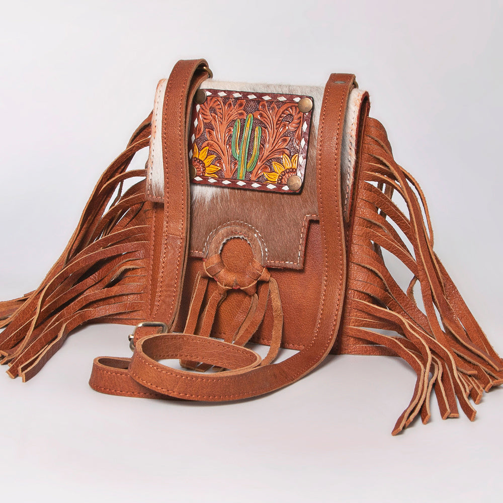 American Darling Crossbody Hand Tooled Hair-On Genuine Leather