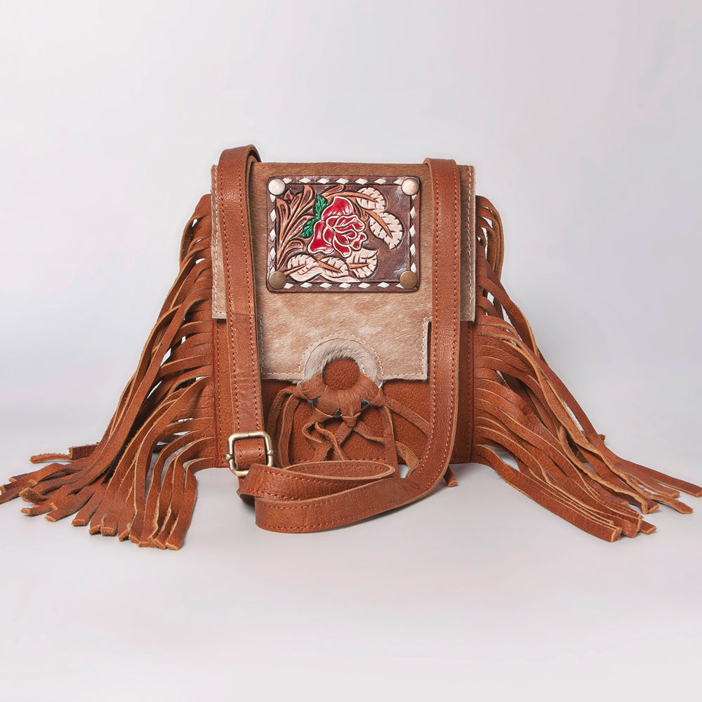 American Darling Crossbody Hand Tooled Hair-On Genuine Leather