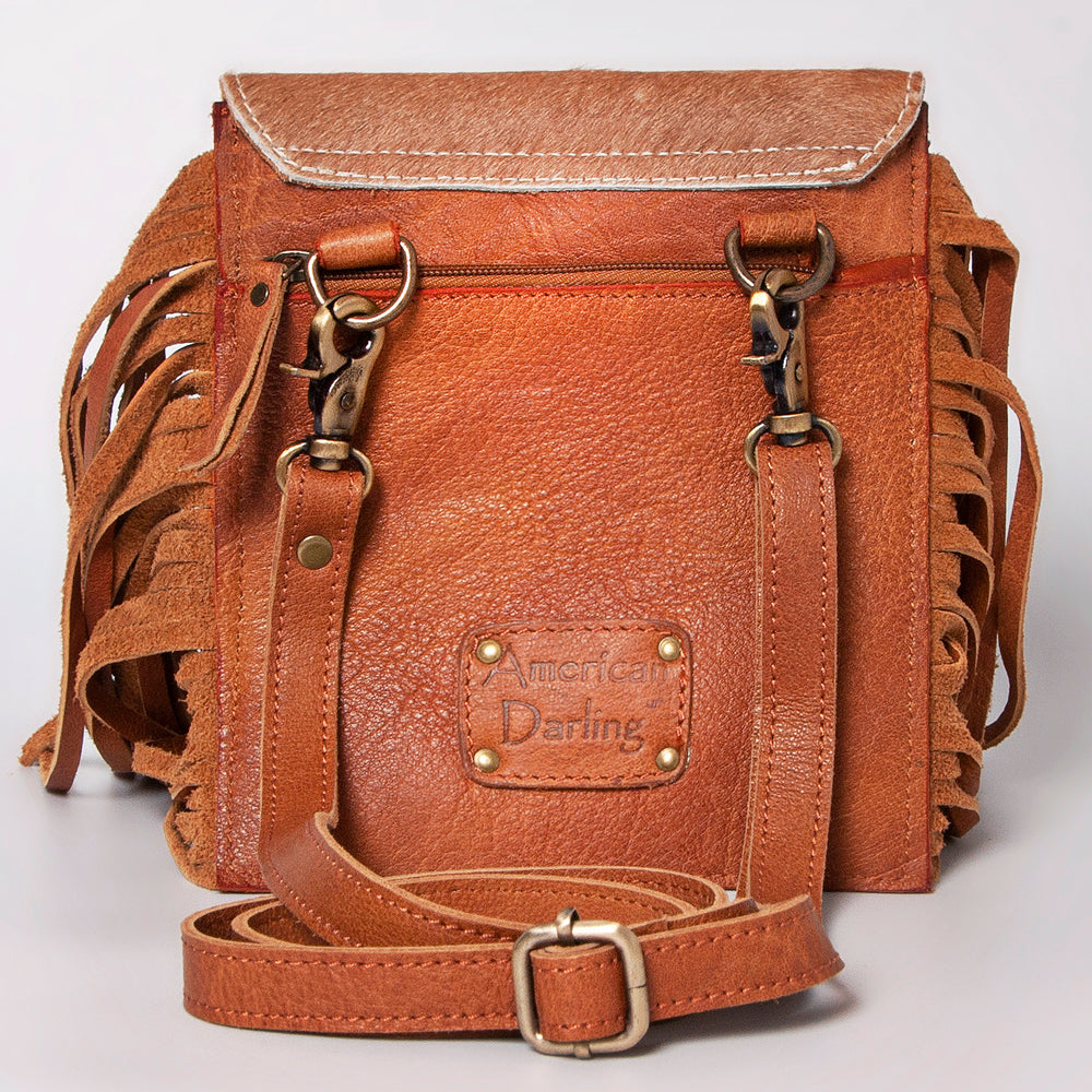 American Darling Crossbody Hand Tooled Hair-On Genuine Leather