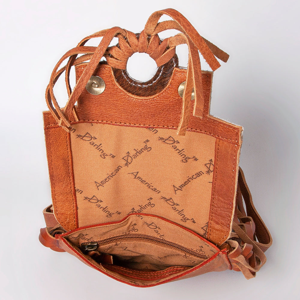 American Darling Crossbody Hand Tooled Hair-On Genuine Leather
