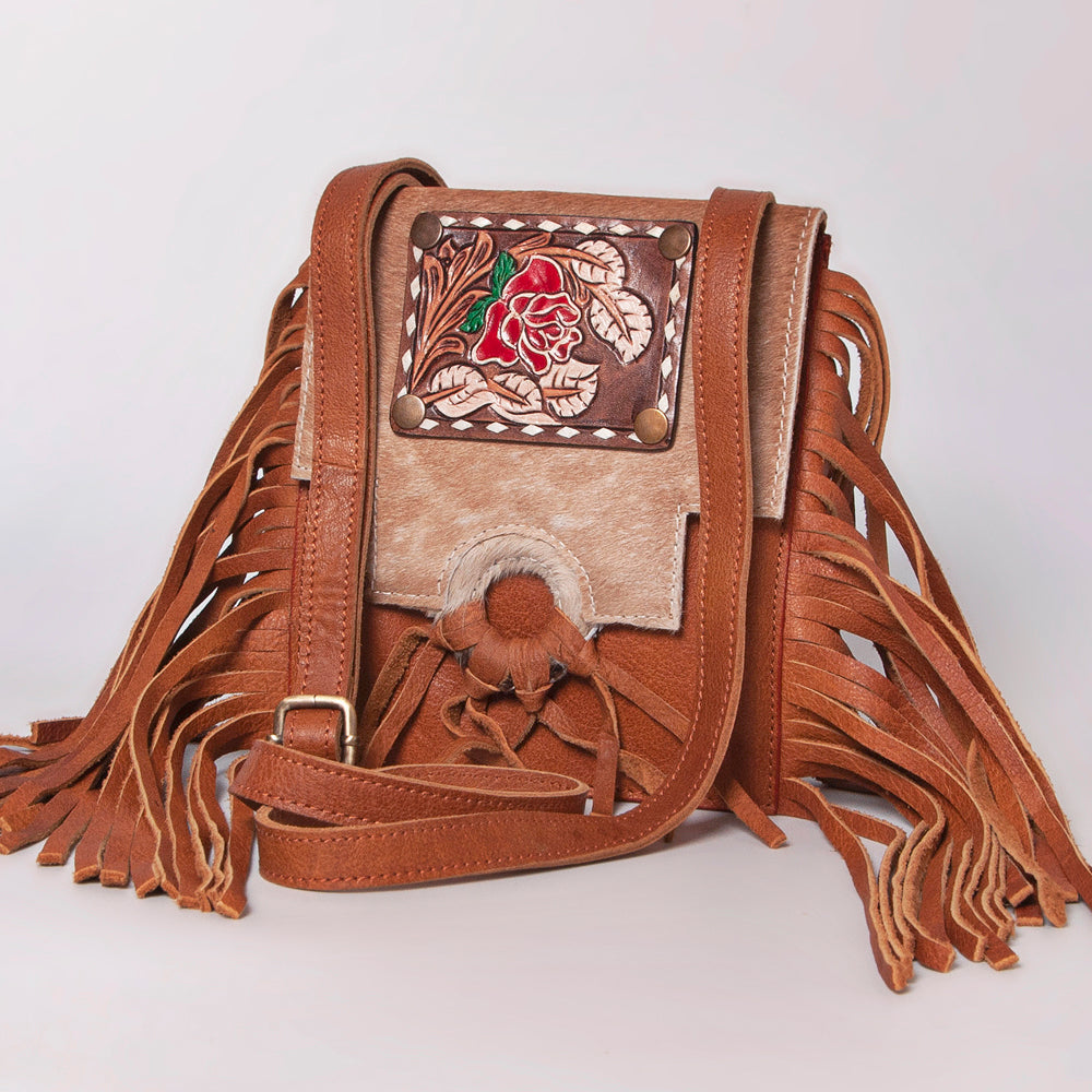American Darling Crossbody Hand Tooled Hair-On Genuine Leather
