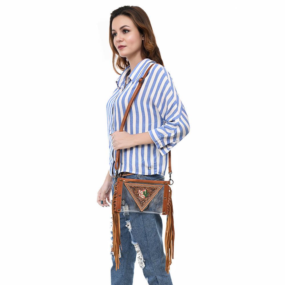 American Darling Clear Bag Hand Tooled Genuine Leather