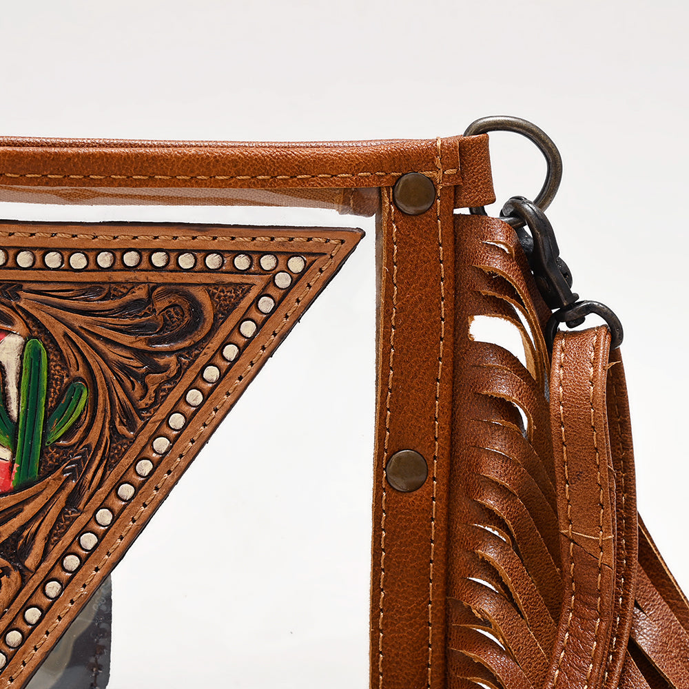 American Darling Clear Bag Hand Tooled Genuine Leather