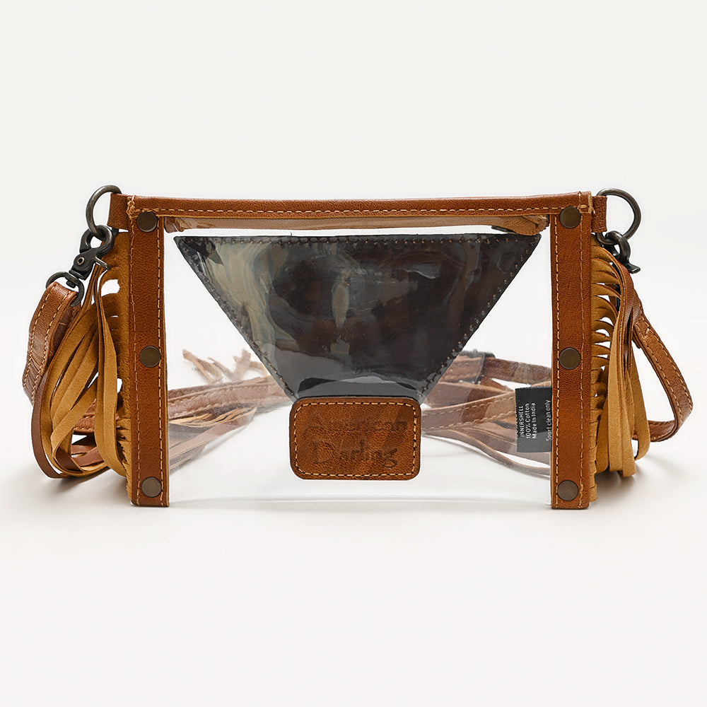 American Darling Clear Bag Hand Tooled Genuine Leather