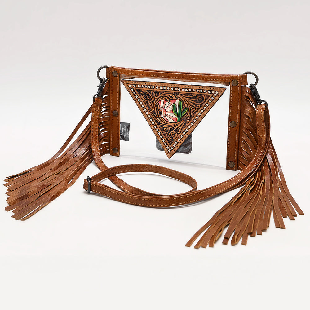 American Darling Clear Bag Hand Tooled Genuine Leather
