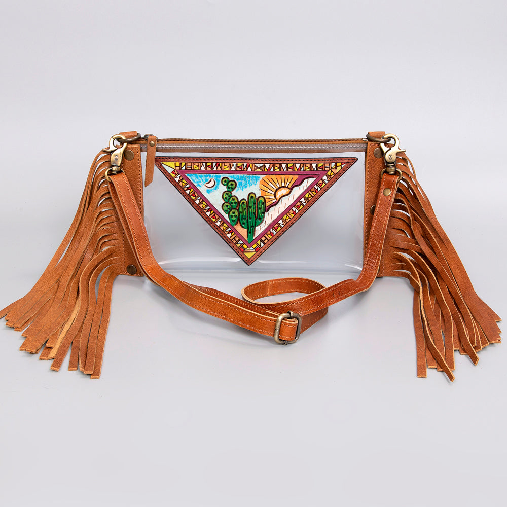 American Darling Clear Bag Hand Tooled Genuine Leather