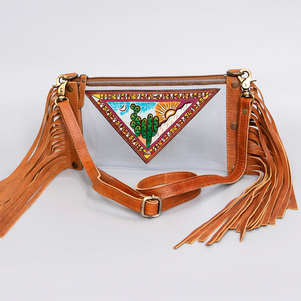 American Darling Clear Bag Hand Tooled Genuine Leather