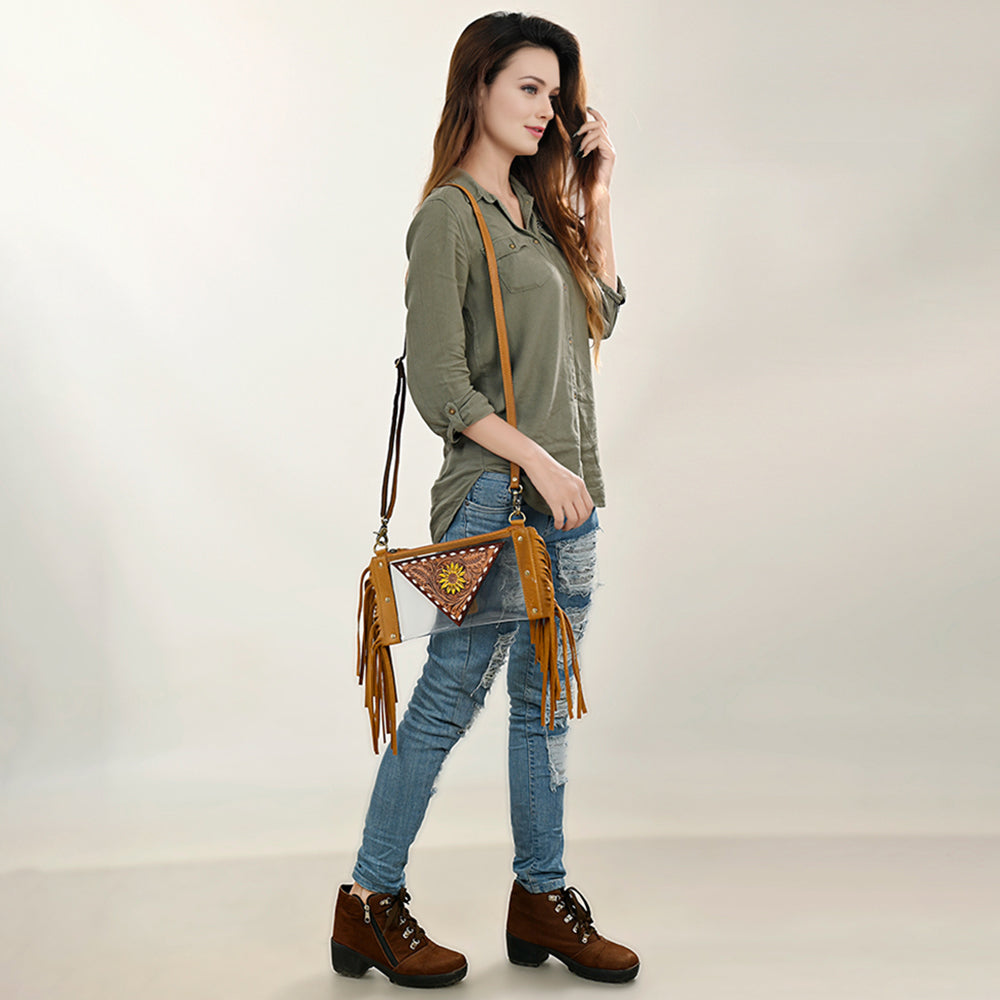 American Darling Clear Bag Hand Tooled Genuine Leather