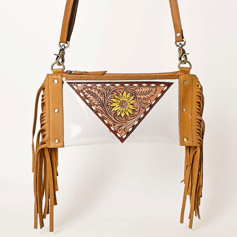 American Darling Clear Bag Hand Tooled Genuine Leather
