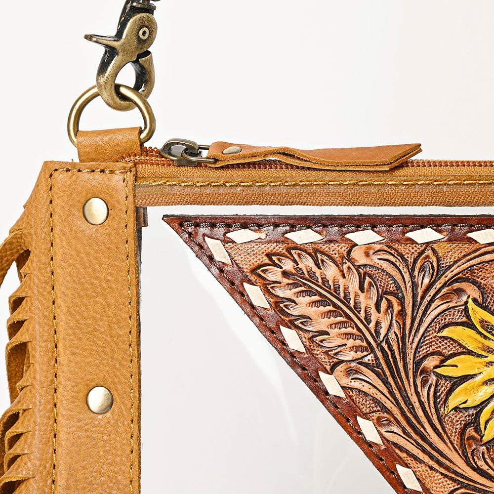 American Darling Clear Bag Hand Tooled Genuine Leather