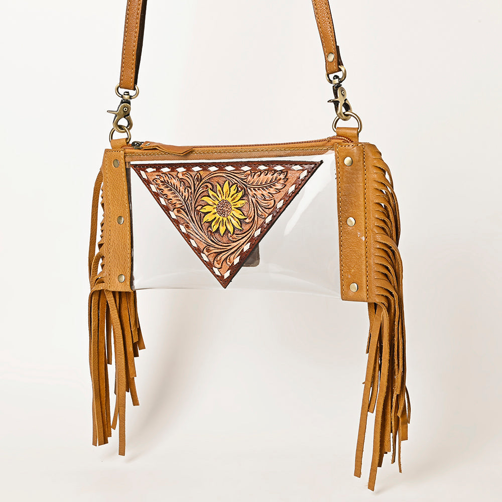 American Darling Clear Bag Hand Tooled Genuine Leather