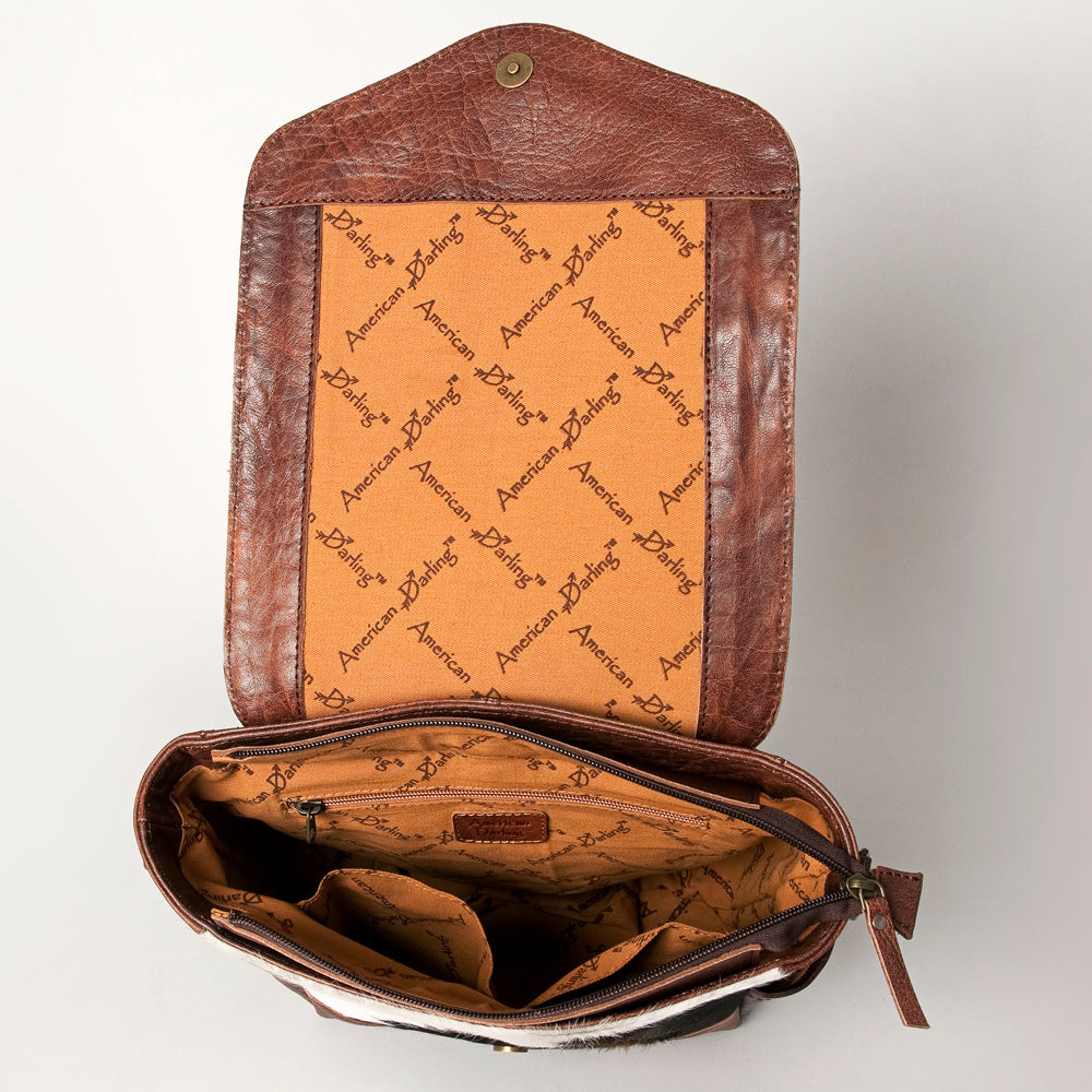 American Darling Backpack for Women, Hand Tooled Floral Leather, Hair-On Cowhide, Woven Saddle Blanket, Genuine Leather