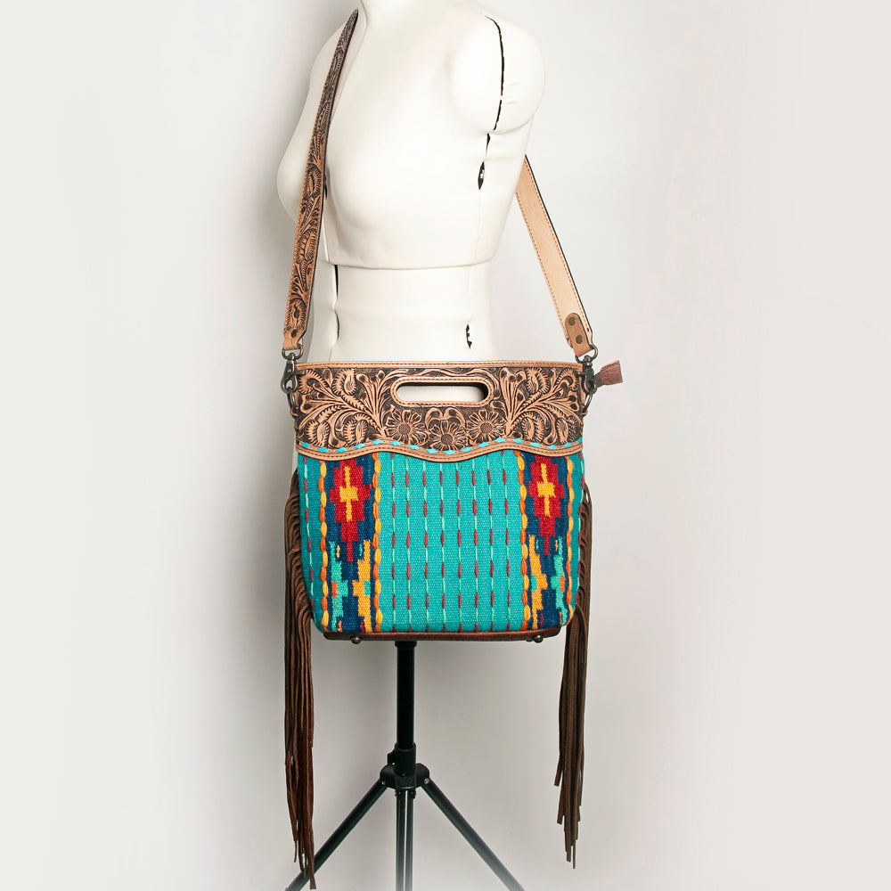 American Darling Clutch Hand Tooled Saddle Blanket Fabric Genuine Leather Western Women Bag Handbag Purse | Purses for Cute