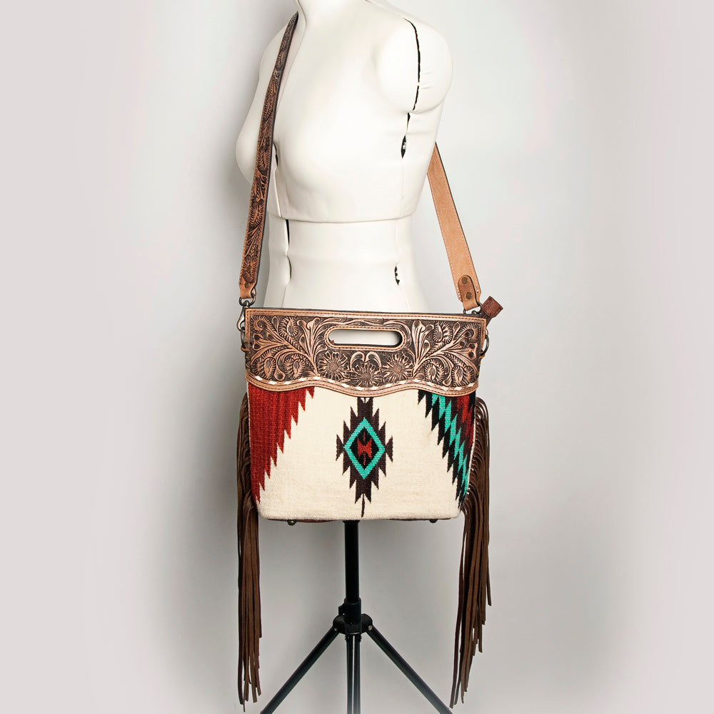 American Darling Clutch Hand Tooled Saddle Blanket Fabric Genuine Leather Western Women Bag Handbag Purse | Purses for Cute