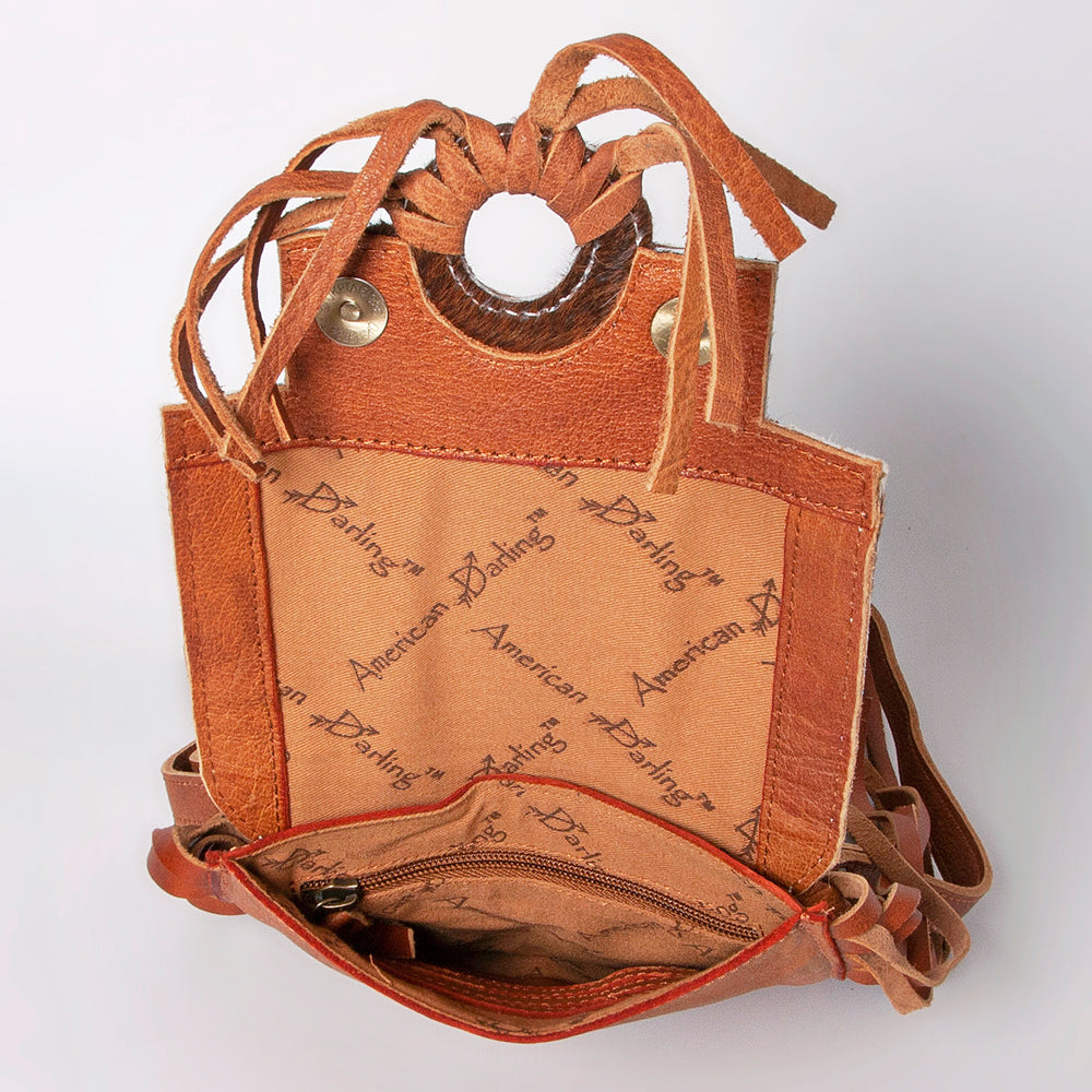 American Darling Crossbody Hand Tooled Hair-On Genuine Leather