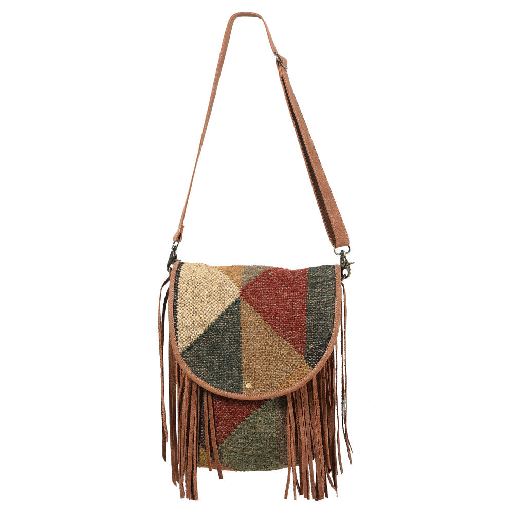 OHLAY Upcycled Wool Canvas Genuine Leather Messenger Bag