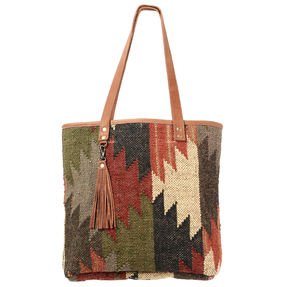 OHLAY Upcycled Wool Genuine Leather Tote