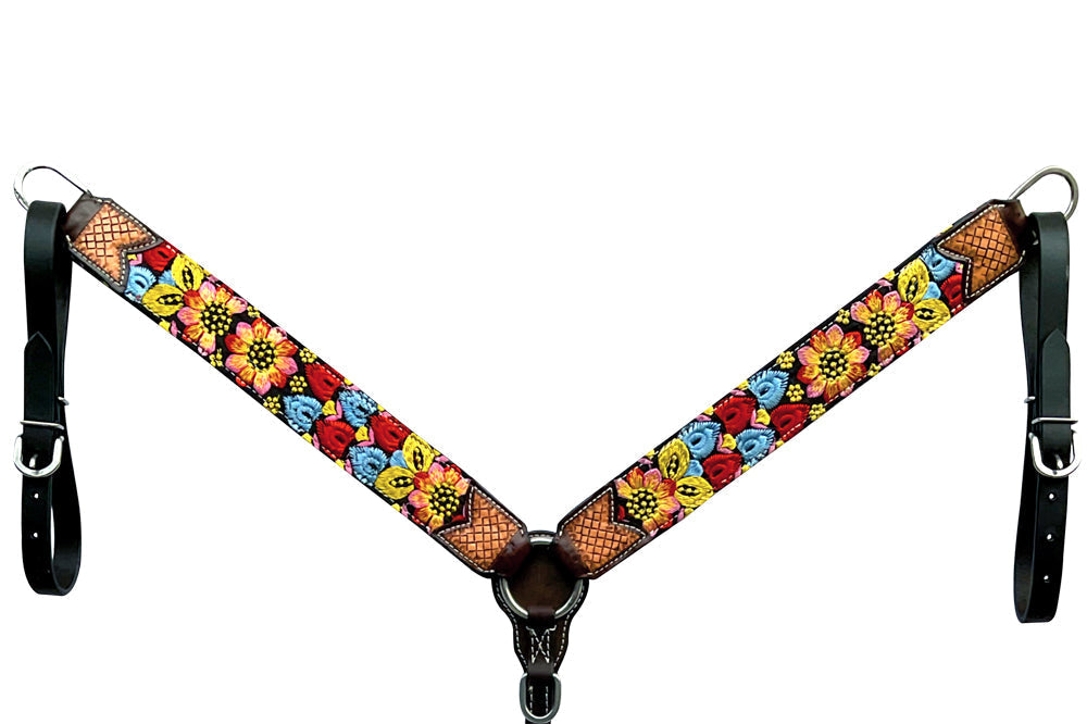 Bar H Equine Western Horse Floral Embroidery Design Genuine American Leather Tack Set