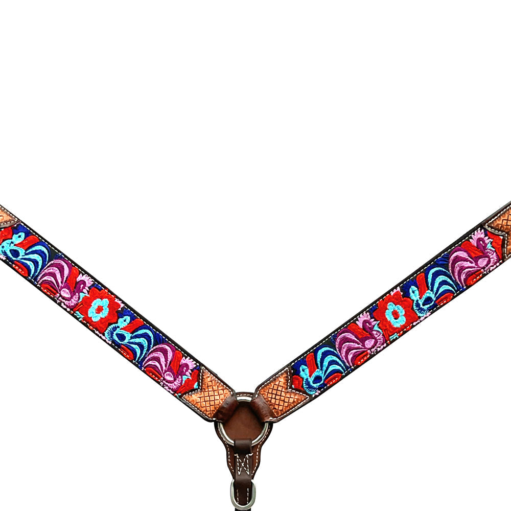 Bar H Equine Western Leather Horse Headstall & Breast Collar Brown