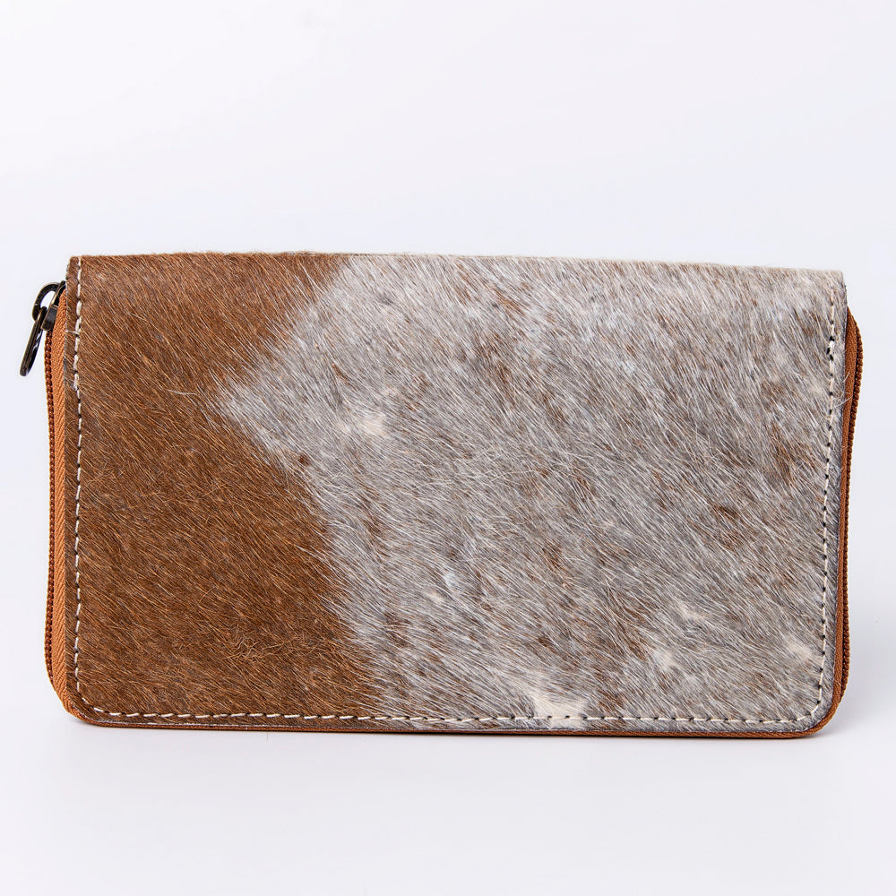 Ohlay Wallet Hand Tooled Hair-on Genuine Leather