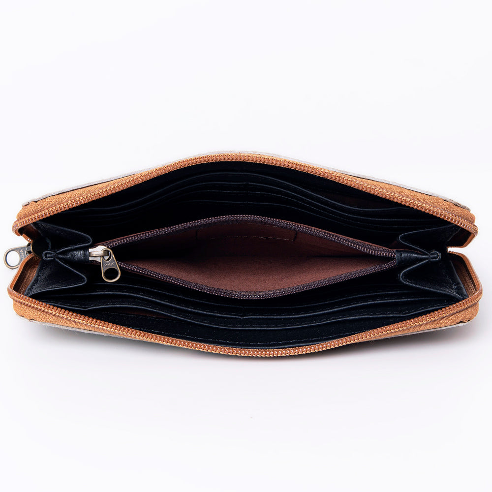 Ohlay Wallet Hand Tooled Hair-on Genuine Leather