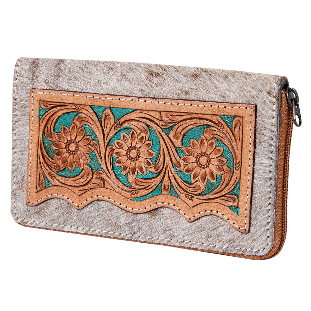 Ohlay Wallet Hand Tooled Hair-on Genuine Leather