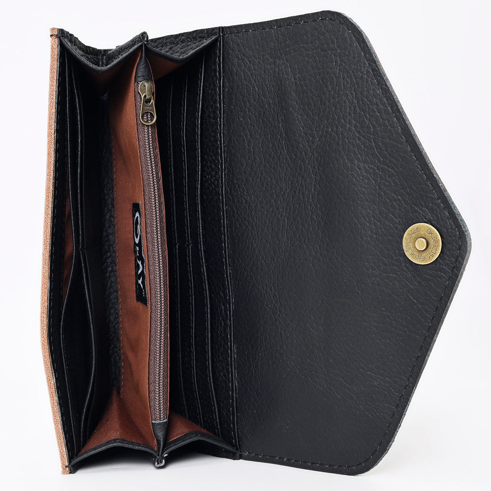Ohlay Wallet Hand Tooled Genuine Leather