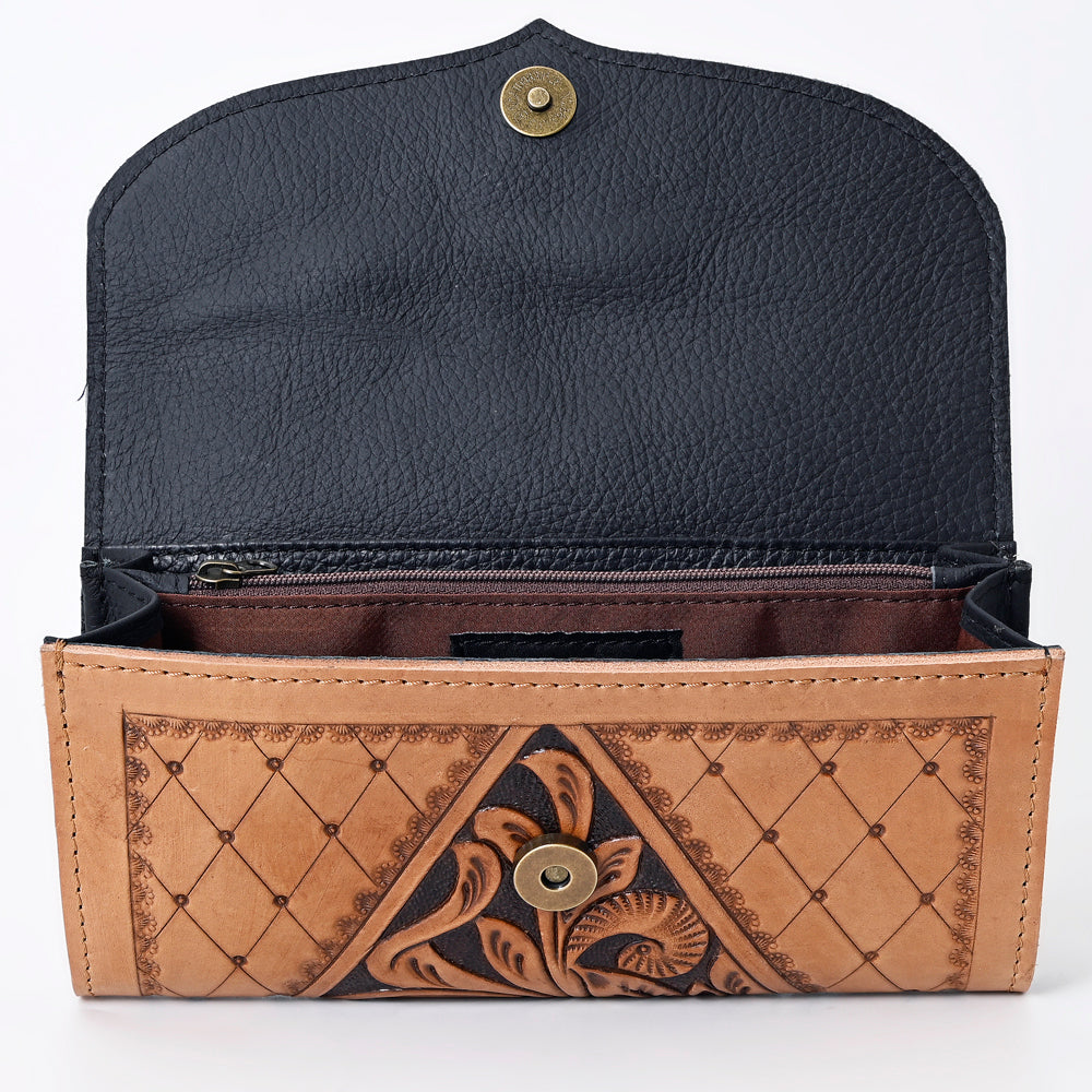 Ohlay Wallet Hand Tooled Genuine Leather