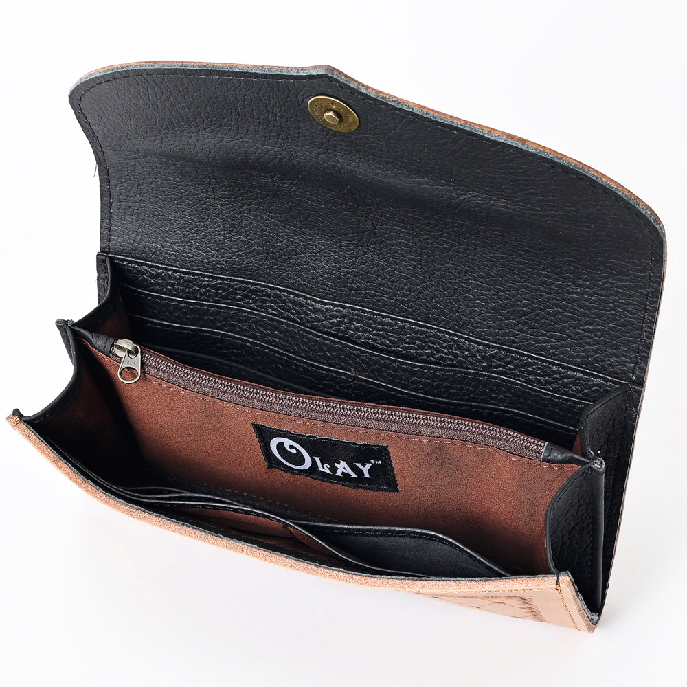 Ohlay Wallet Hand Tooled Genuine Leather
