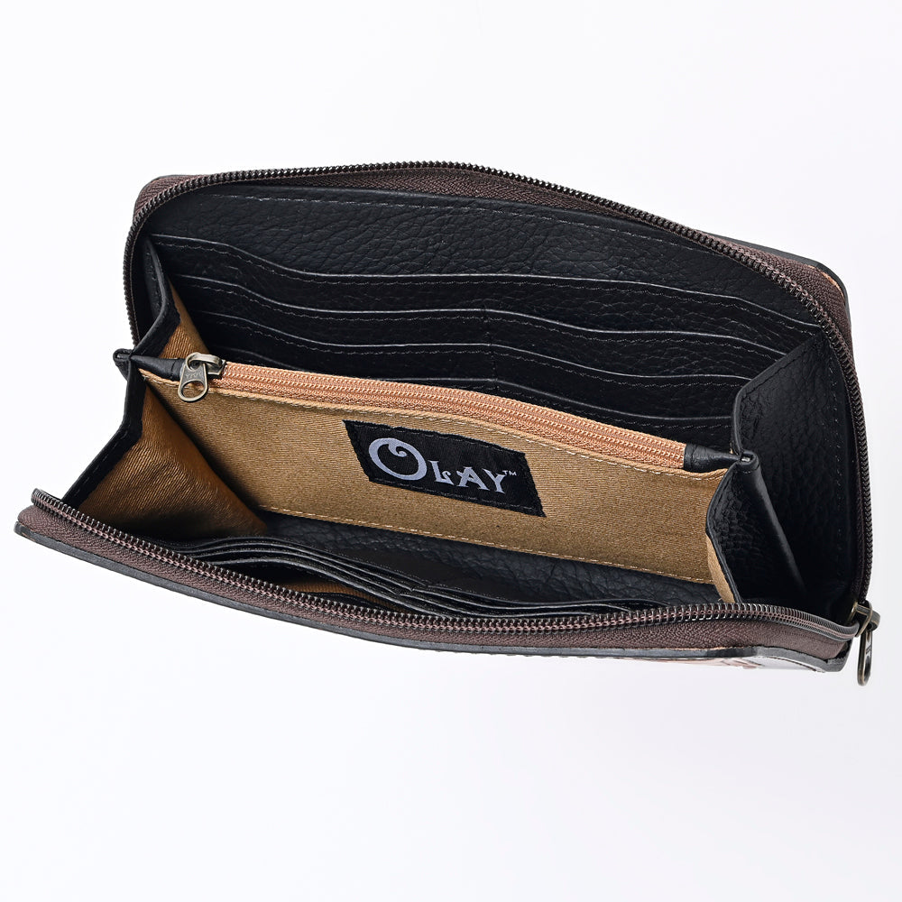 OHLAY Hand-Tooled Genuine Leather Wallet