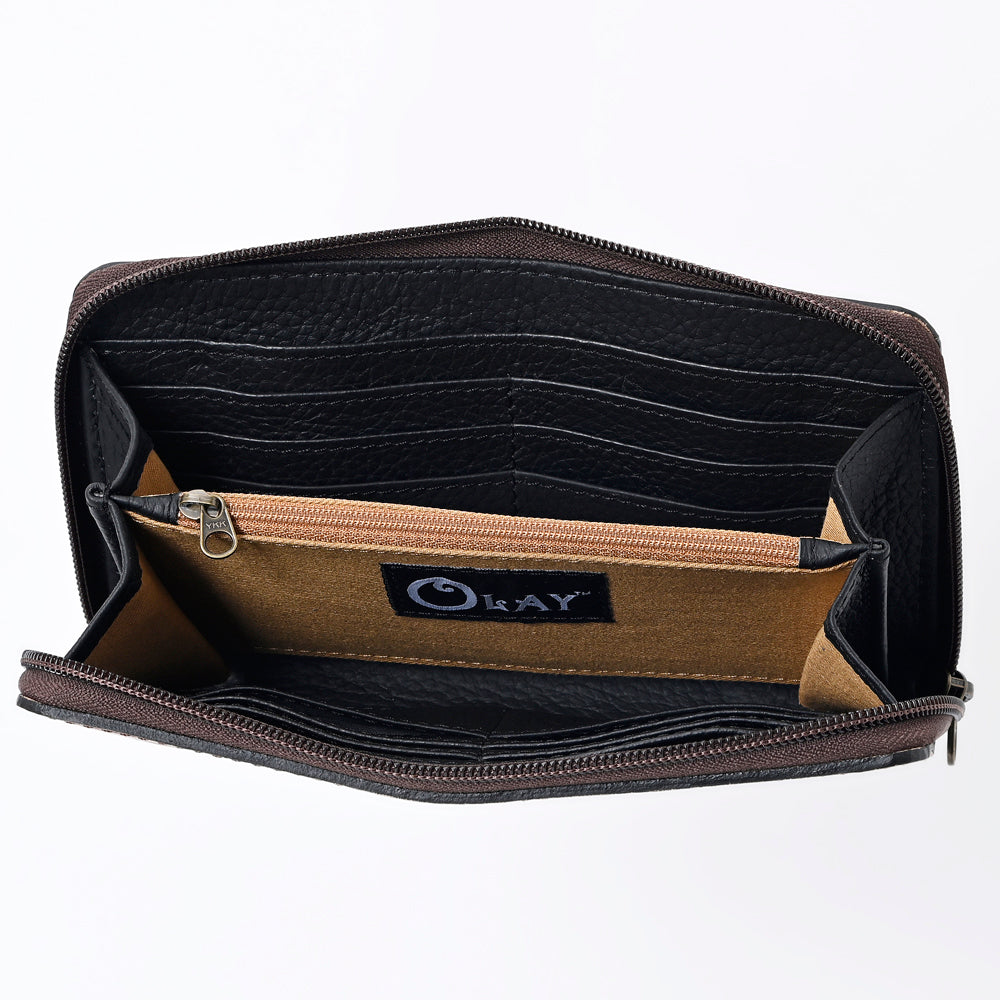 OHLAY Hand-Tooled Genuine Leather Wallet