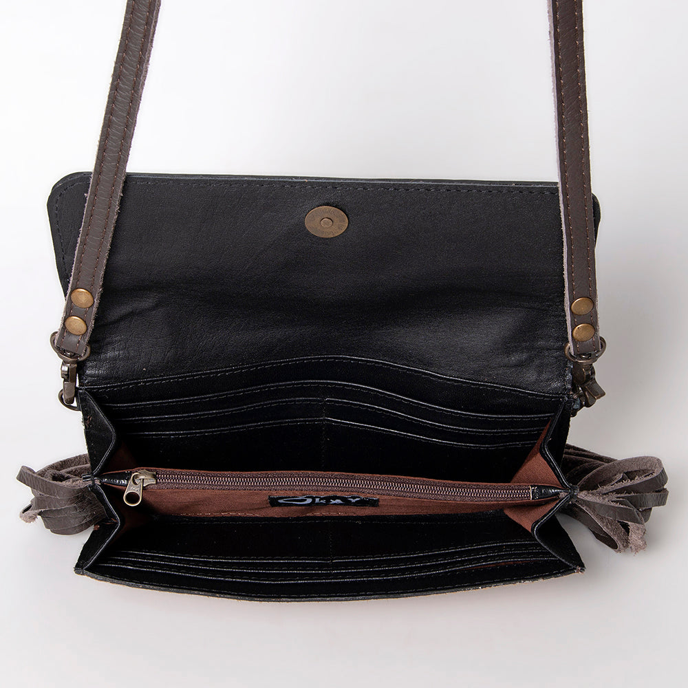 OHLAY Hand-Tooled Hair-On Genuine Leather Wallet