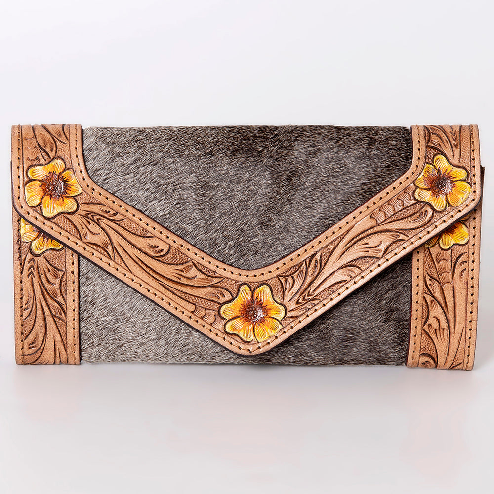 OHLAY Wallet Hand Tooled Hair-On Genuine Leather Women Bag Western Handbag Purse | Womens Handbags |Leather Belt for Summer
