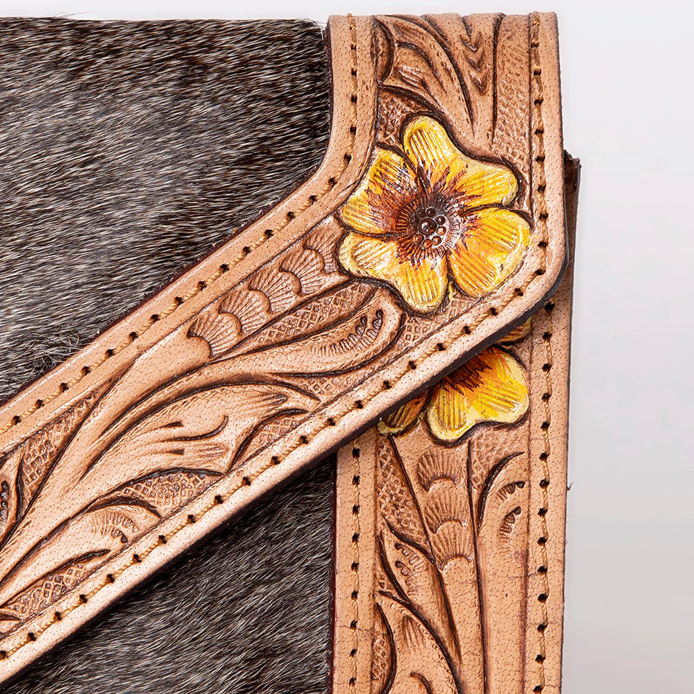 OHLAY Wallet Hand Tooled Hair-On Genuine Leather Women Bag Western Handbag Purse | Womens Handbags |Leather Belt for Summer