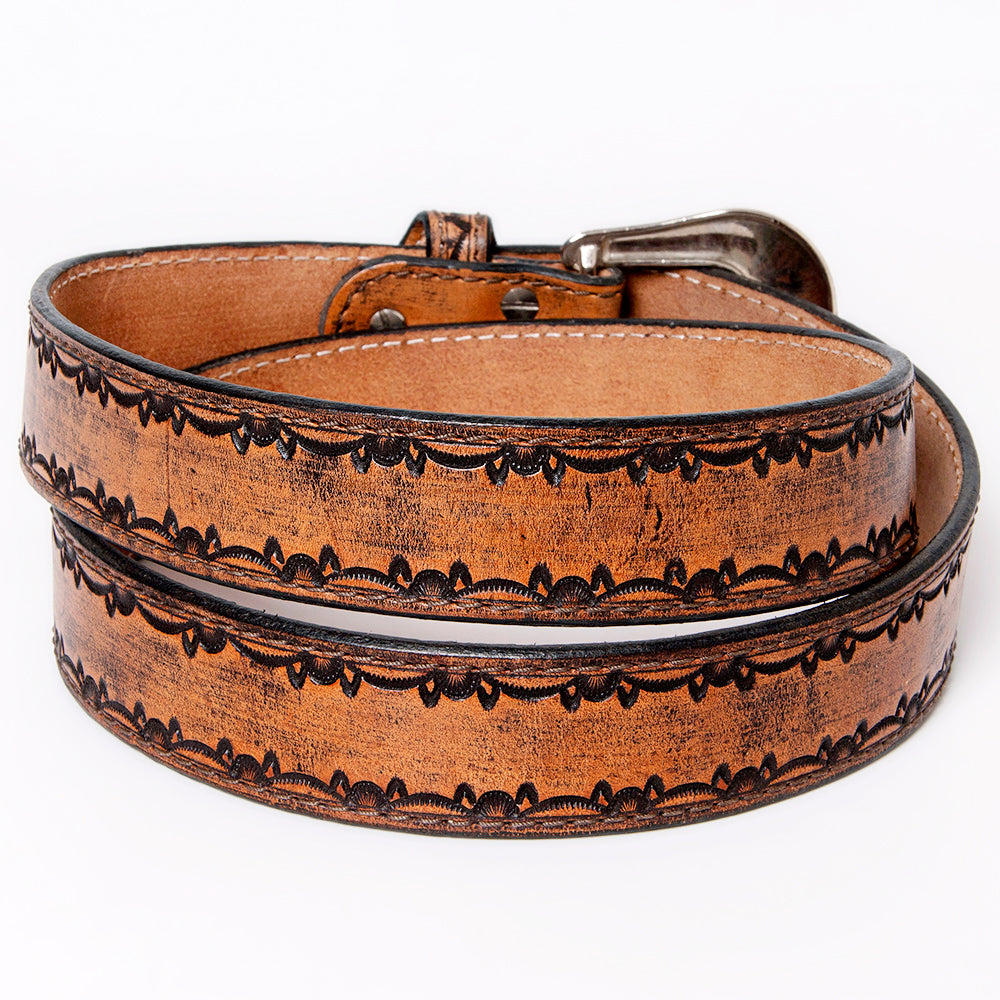 American Darling Beautifully Hand Tooled Brown Genuine Leather Belt Men and Women Western with Removable Buckle