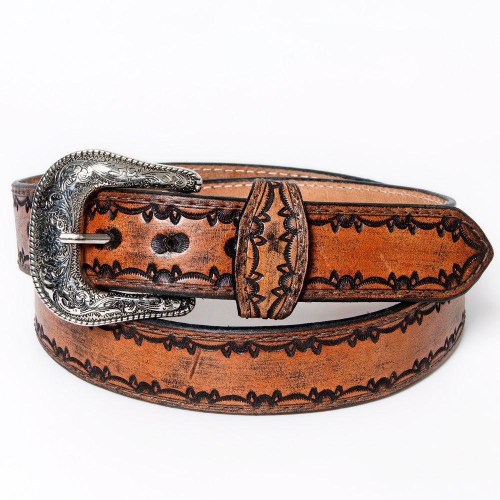 American Darling Beautifully Hand Tooled Brown Genuine Leather Belt Men and Women Western with Removable Buckle