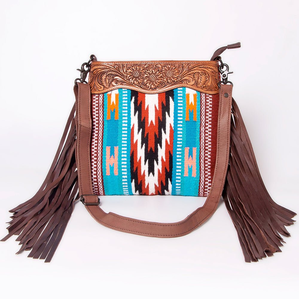 American Darling Signature Crossbody Hand Tooled Saddle Blanket Genuine Leather
