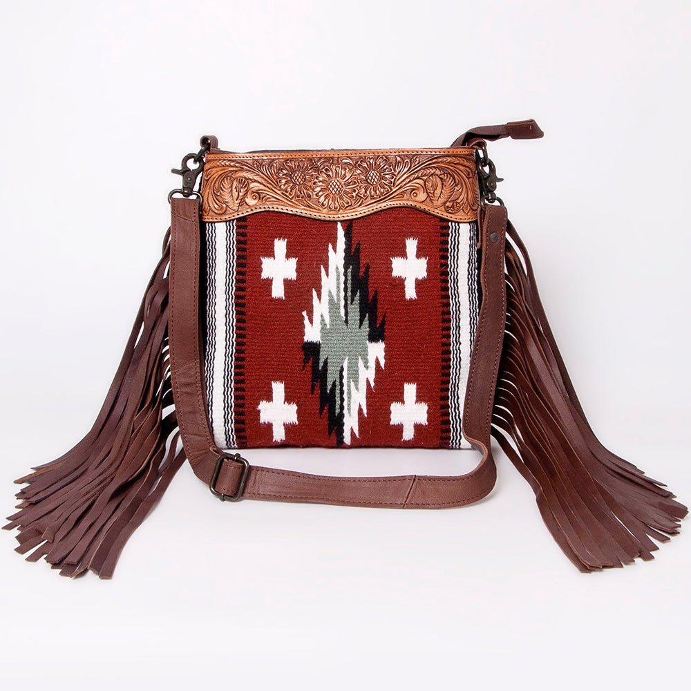 American Darling Signature Crossbody Hand Tooled Saddle Blanket Genuine Leather