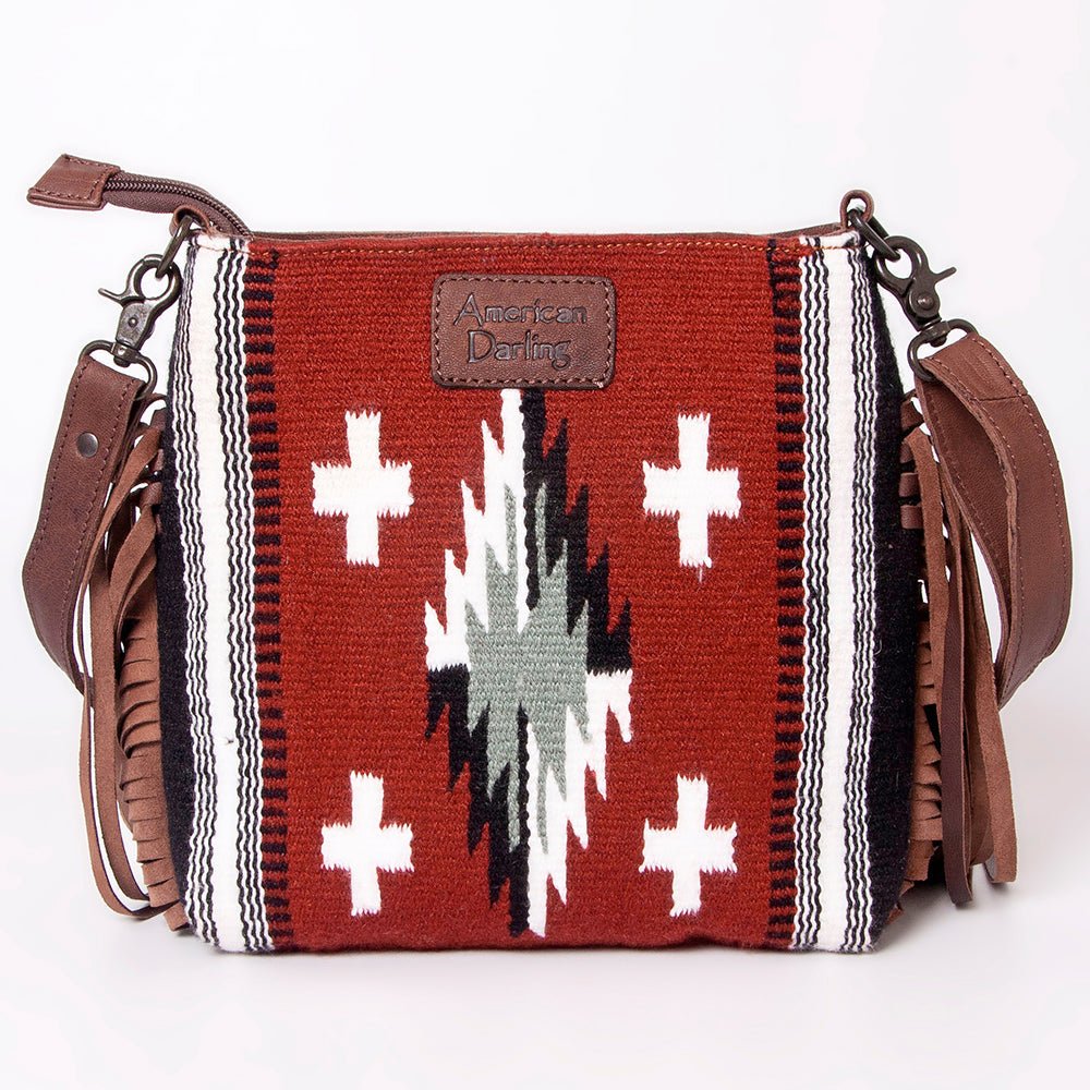 American Darling Signature Crossbody Hand Tooled Saddle Blanket Genuine Leather