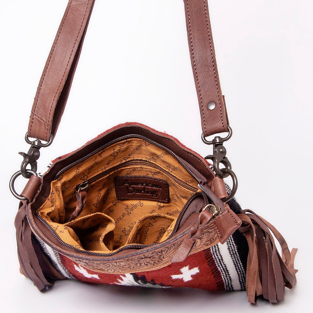American Darling Signature Crossbody Hand Tooled Saddle Blanket Genuine Leather