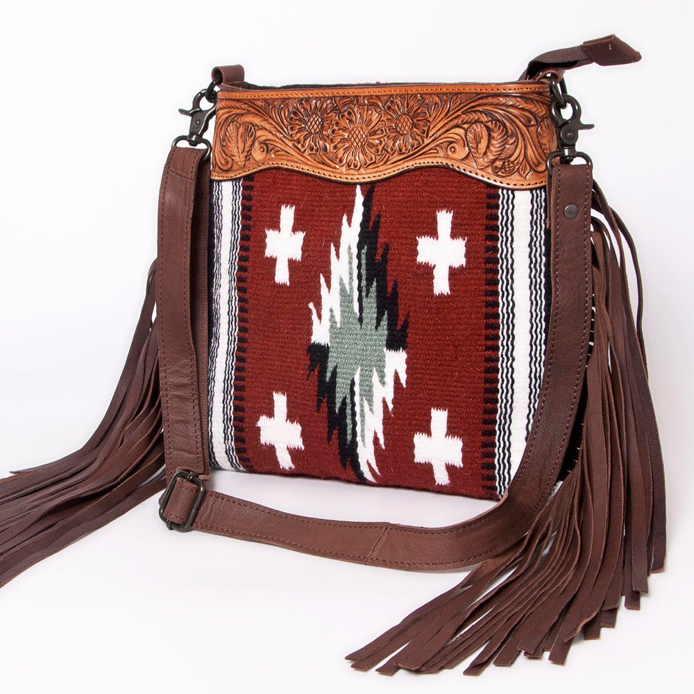 American Darling Signature Crossbody Hand Tooled Saddle Blanket Genuine Leather