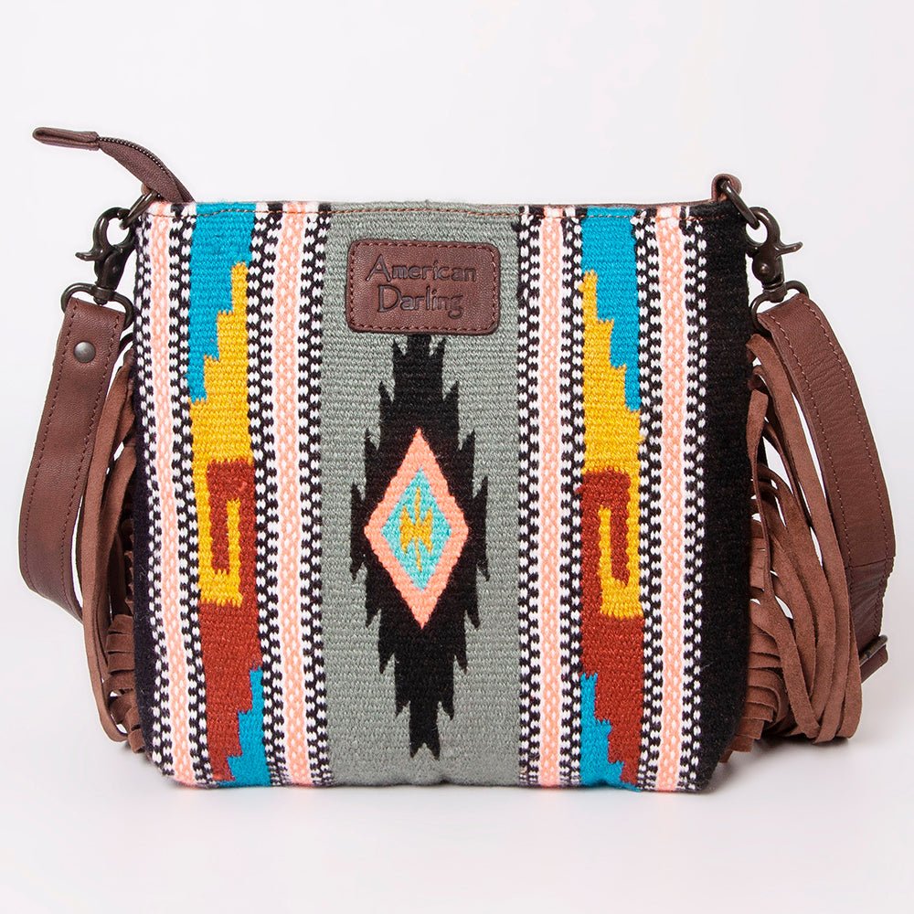 American Darling Signature Crossbody Hand Tooled Saddle Blanket Genuine Leather