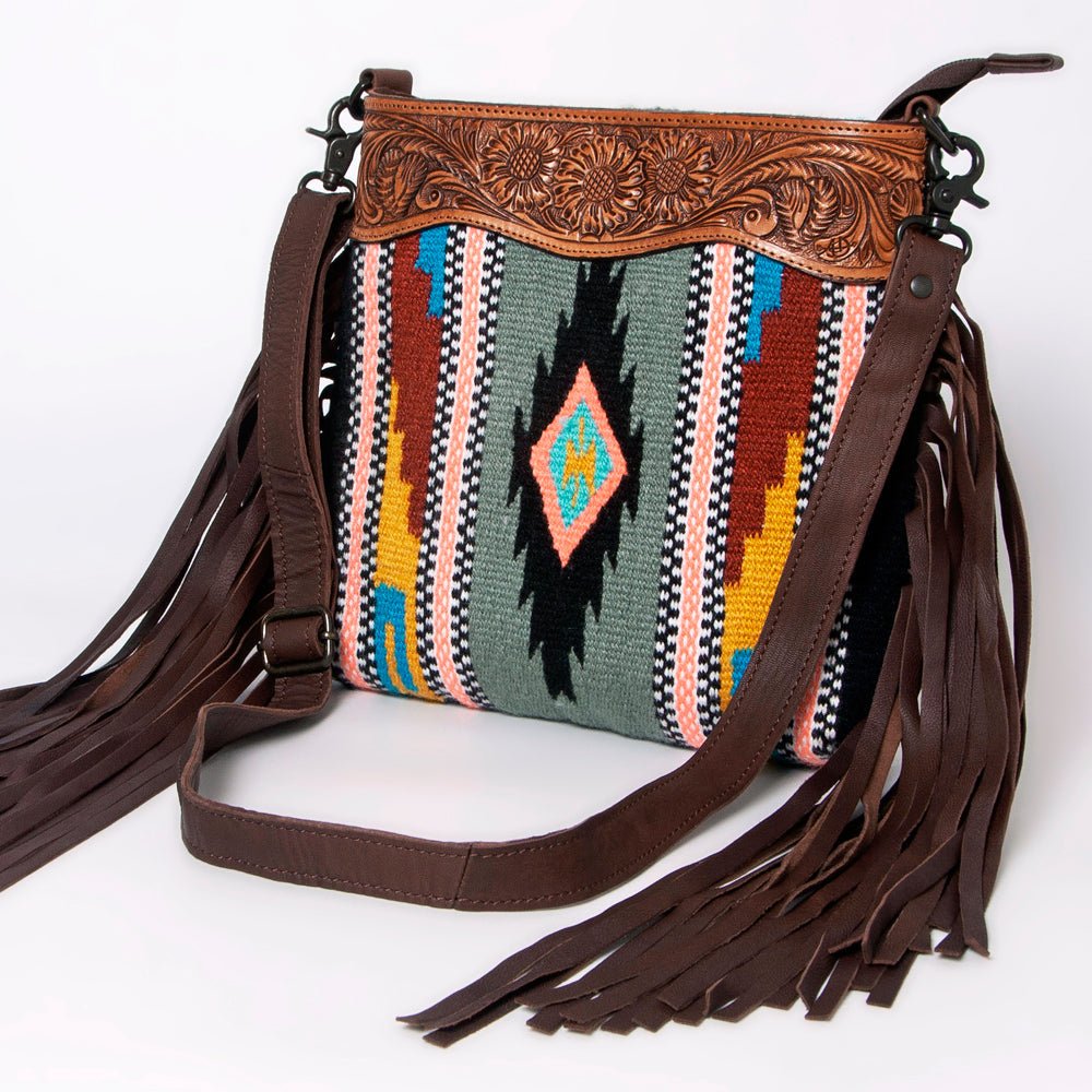 American Darling Signature Crossbody Hand Tooled Saddle Blanket Genuine Leather