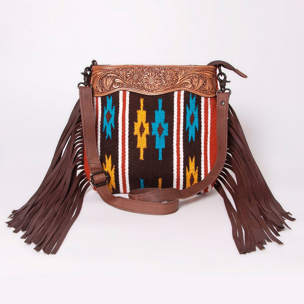 American Darling Signature Crossbody Hand Tooled Saddle Blanket Genuine Leather